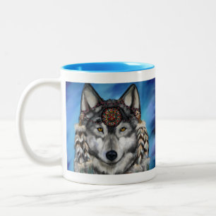 Grauer Wolf Zweifarbige Tasse