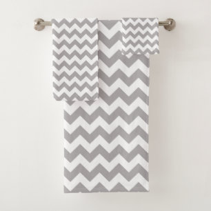 Grauer Zickzack, grauer Chevron, geometrisches Mus Badhandtuch Set