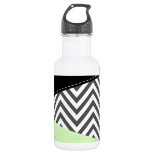 Grauer Zickzack, Grauer Chevron, Zickzack-Muster,  Edelstahlflasche