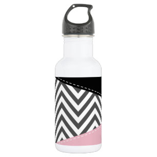 Grauer Zickzack, Grauer Chevron, Zickzack-Muster,  Edelstahlflasche