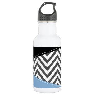 Grauer Zickzack, Grauer Chevron, Zickzack-Muster, Edelstahlflasche