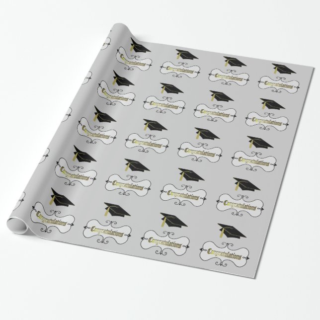 Graues Abschluss-Verpackungs-Papier Geschenkpapier (Ungerollt)