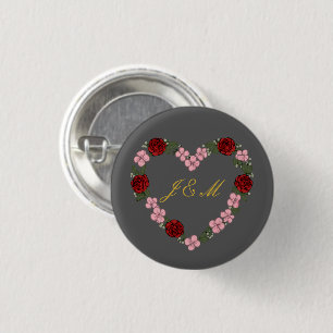 Graues Abzeichen mit Blumenkrone Button