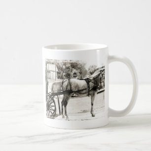 Graues Amish Pferd in Schwarz und Weiß Kaffeetasse