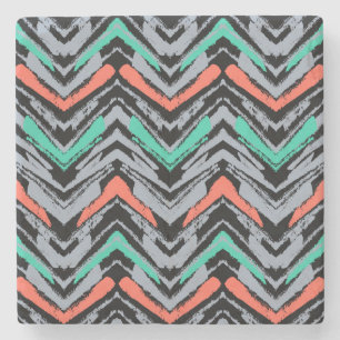 Graues, Aquamarines und Korallenhandgezeichnetes Z Steinuntersetzer