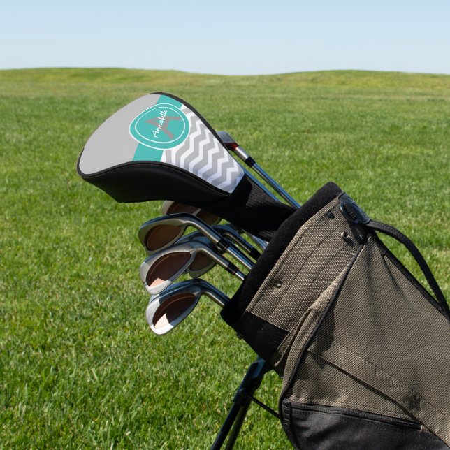 Graues Aquamarines Zickzack Golf Headcover (In SItu)