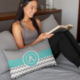 Graues Aquamarines Zickzack Lendenkissen