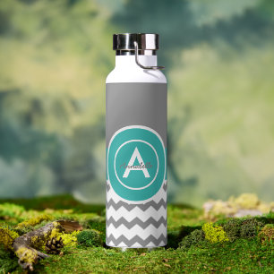 Graues Aquamarines Zickzack Trinkflasche