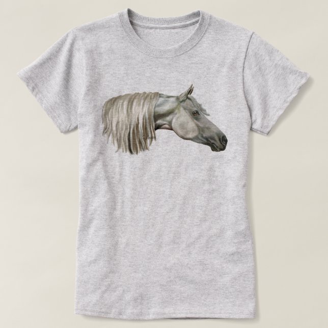 Graues Arabian PferdeEquine T-Shirt (Design vorne)