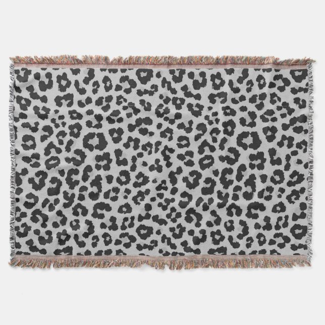 Graues Asche Leopard Cheetah Animal Print Muster Decke (Vorderseite)