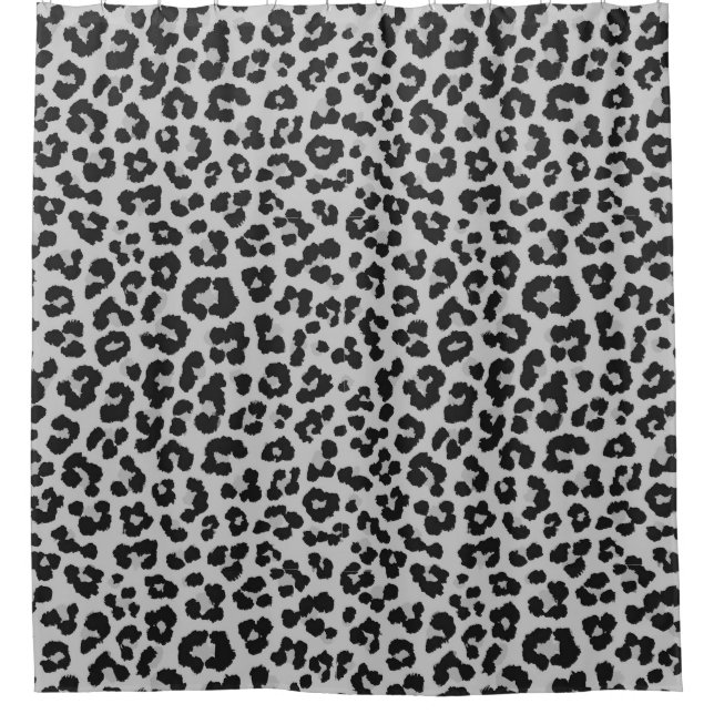 Graues Asche Leopard Cheetah Animal Print Muster Duschvorhang (Vorderseite)