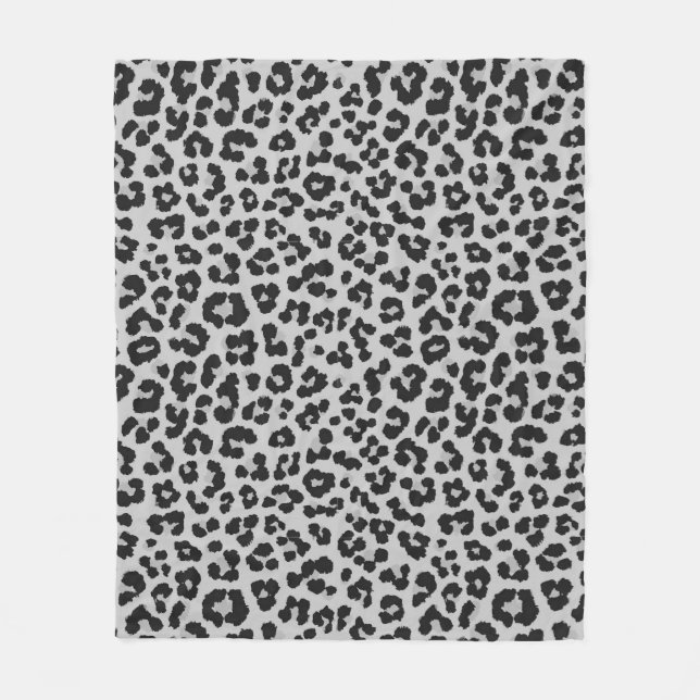Graues Asche Leopard Cheetah Animal Print Muster Fleecedecke (Vorderseite)