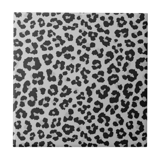 Graues Asche Leopard Cheetah Animal Print Muster Fliese (Vorderseite)
