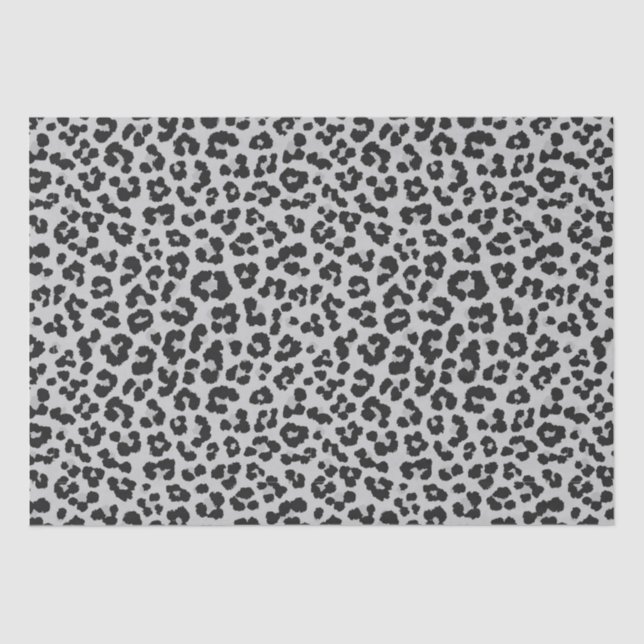 Graues Asche Leopard Cheetah Animal Print Muster Seidenpapier (Vorderseite)
