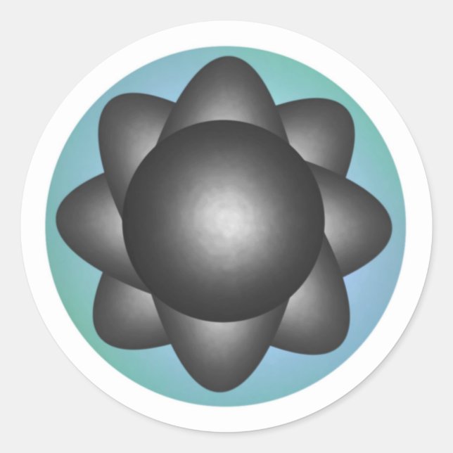 Graues Atom Runder Aufkleber (Vorderseite)