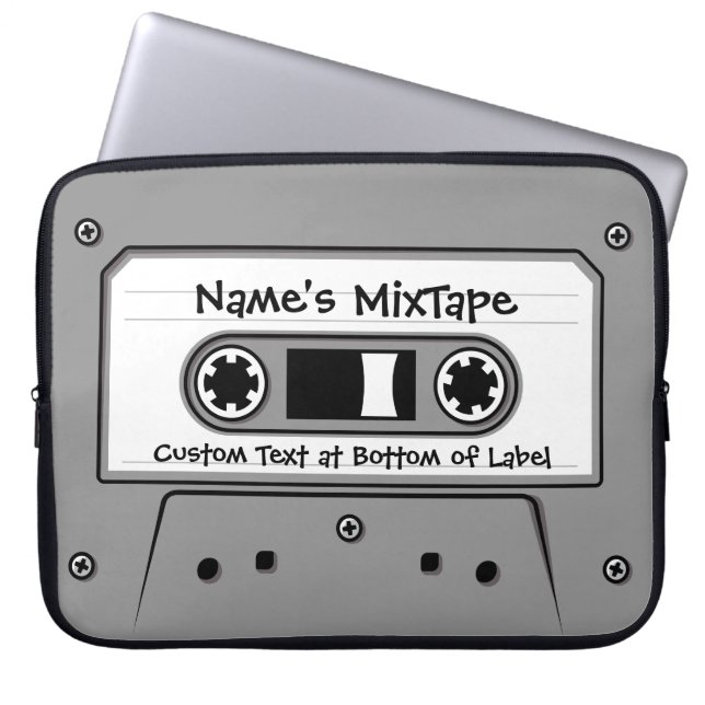 Graues Audio-Kassettenband Laptopschutzhülle (Vorderseite)
