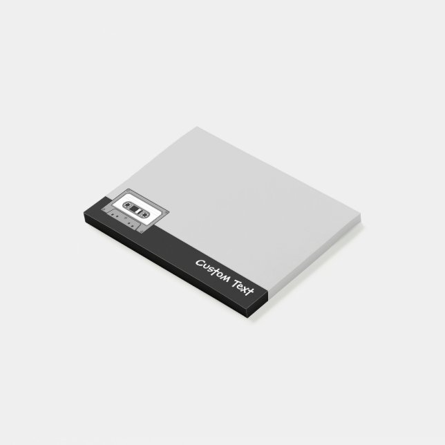 Graues Audio-Kassettenband Post-it Klebezettel (angewinkelt)