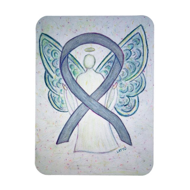 Graues Awareness Ribbon Angel Art Magnet (Vertikal)