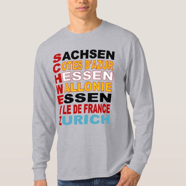 Graues Basisches T-Shirt Design TOURISMUS EUROPE (Vorderseite)