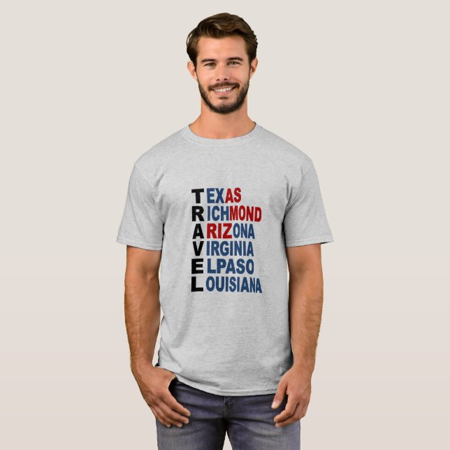 Graues basisches T-Shirt TRAVEL (Vorne ganz)