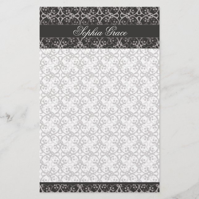 Graues Beeren-Gruppen-Briefpapier Briefpapier (Vorderseite)