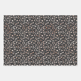 Graues Beige Peach Rose Leopard Print Wrapping Pap Geschenkpapier Set