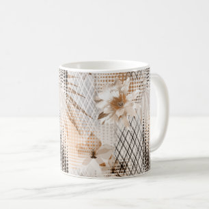 Graues, beige tropisches Muster. Kaffeetasse