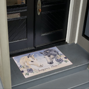 Graues blaues Pferd mit personalisiertem Namen der Fußmatte