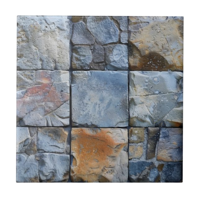 Graues blaues Stone Tile Muster Fliese (Vorderseite)