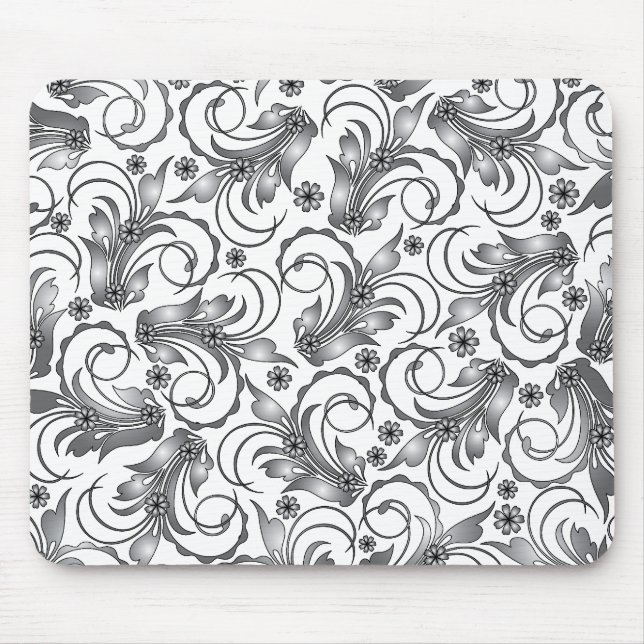 graues Blumendesign Mousepad (Vorne)