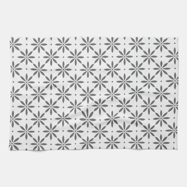 Graues Blumenmuster Handtuch (Horizontal)