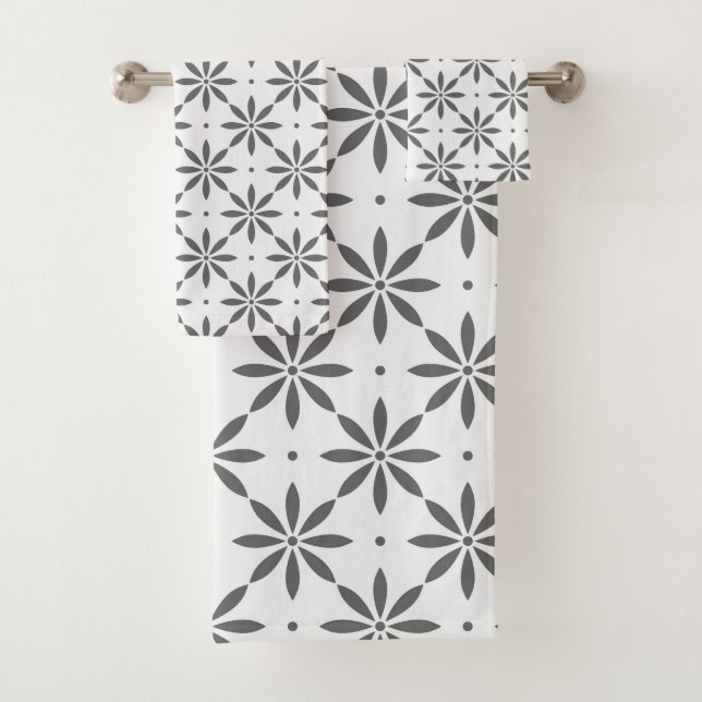 Graues Blumenmuster Handtuch Badhandtuch Set (Insitu)