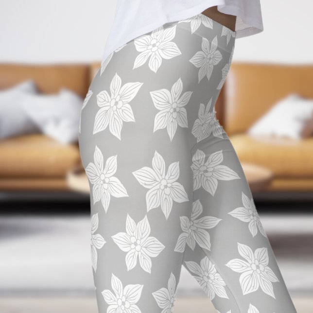 Graues Blumenmuster Leggings (Gray in Bloom)