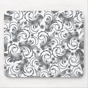 graues Blumenmuster Mousepad