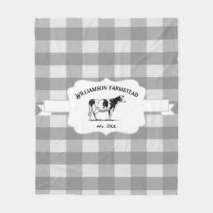 Graues Buffalo Karierte Farm Cow Fleece Blanket