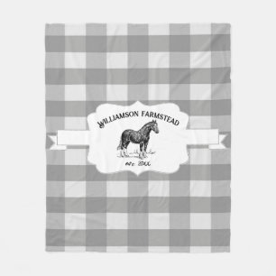 Graues Buffalo Kariertes Farm Horse Fleece Blanket