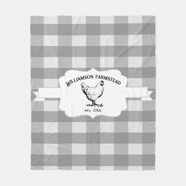 Graues Buffalo Kariertes Hühnchen Fleece Blanket (Vorderseite)