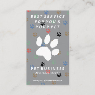 Graues Chic Pfows Hundekatze sitzend Visitenkarte