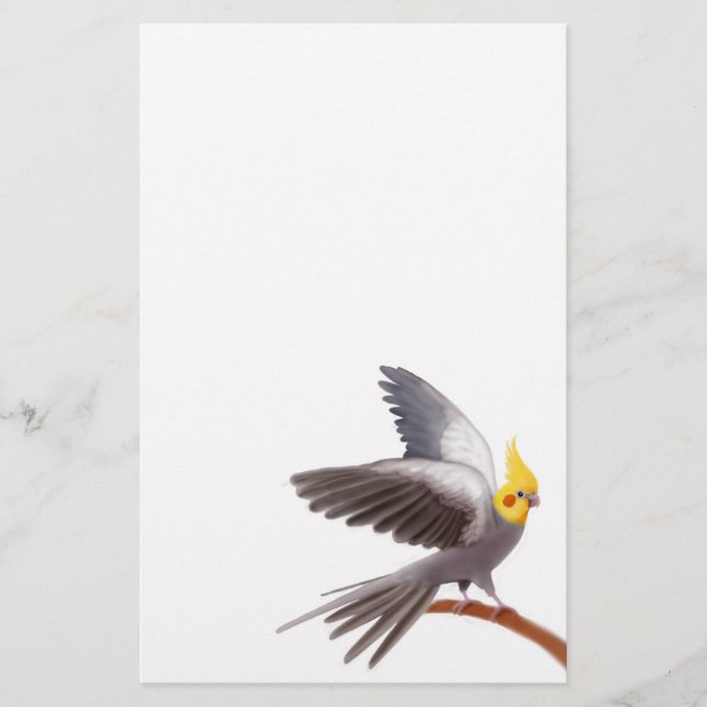Graues Cockatiel-Briefpapier Briefpapier (Vorderseite)