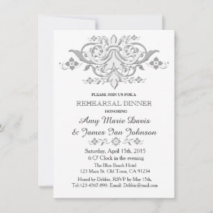 Graues Damast Probe Dinner einladen Damask1 Einladung