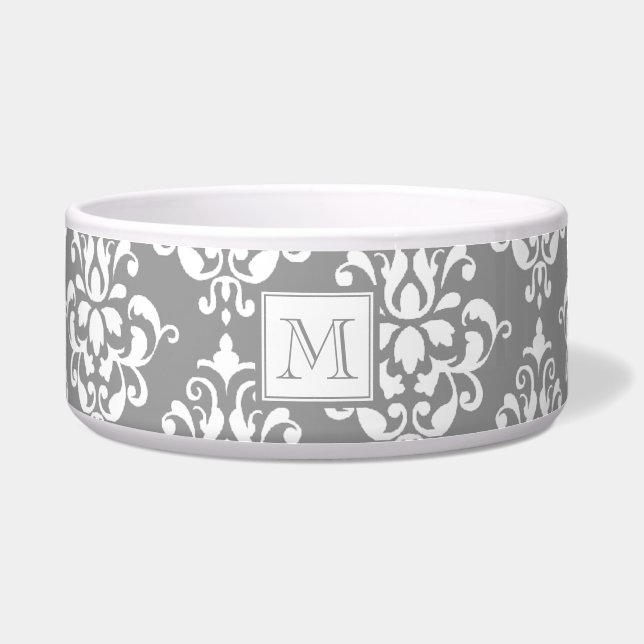 Graues Damastmuster 1 mit Monogramm Napf (Vorderseite)
