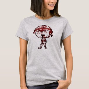 Graues das ZLB der Frauen rotes Shirt (Netz fügen