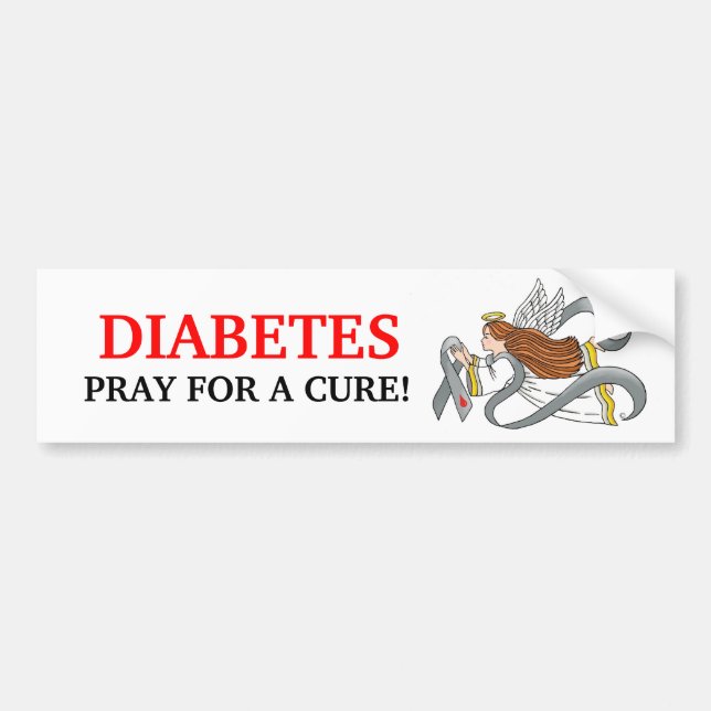 "Graues Diabetes-Band-" Bewusstseins-Engel Autoaufkleber (Vorne)