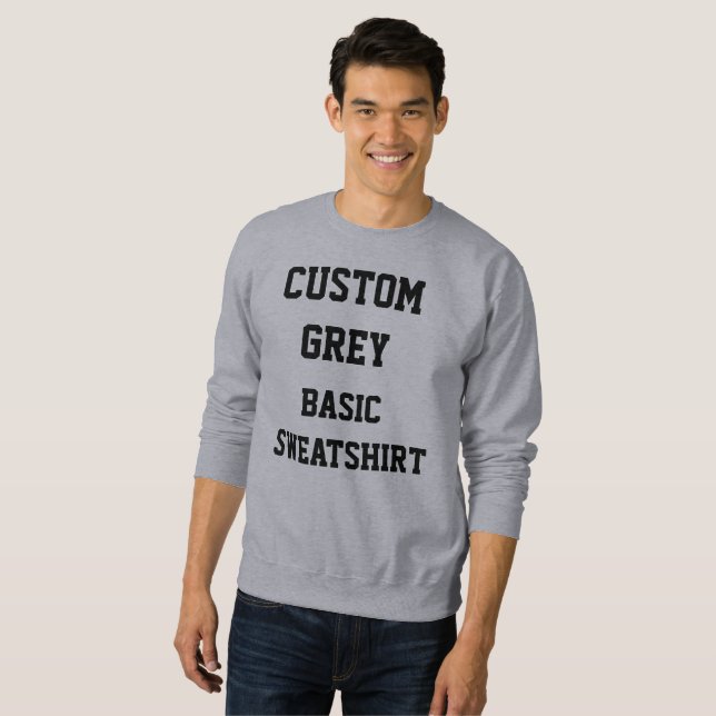 GRAUES die BASIC-SWEATSHIRT der kundenspezifischen Sweatshirt (Vorne ganz)
