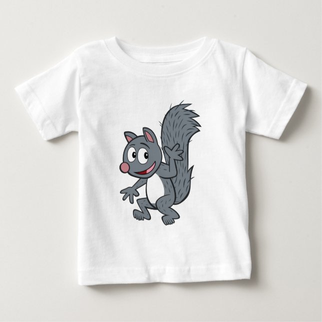 Graues Eichhörnchen-Wellenartig bewegen Baby T-shirt (Vorderseite)