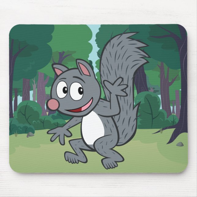 Graues Eichhörnchen-Wellenartig bewegen Mousepad (Vorne)