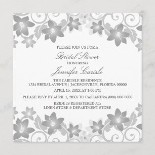 Graues einfaches Brautparty mit Blumenmuster laden Einladung