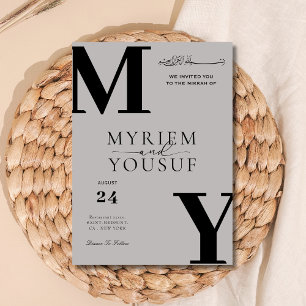 Graues elegantes modernes Monogramm Muslimische Ho Einladung