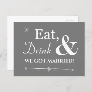 Graues Essen Drink wir Got Verheiratet Retro Elope Postkarte