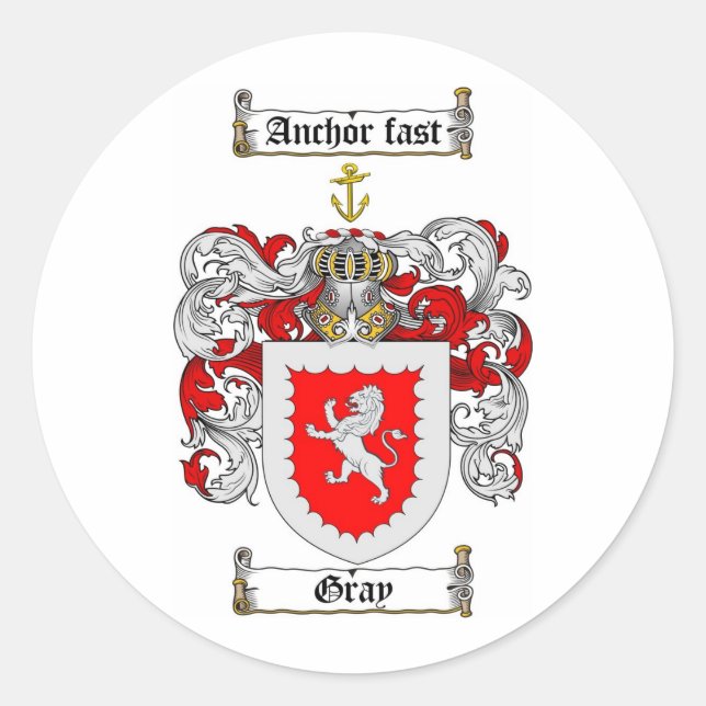Graues FAMILIENWAPPEN - graue Wappendecke Runder Aufkleber (Vorderseite)